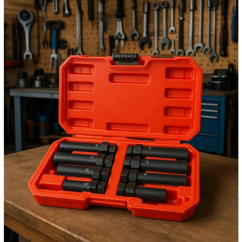 

6 and 7 Spline Lug Nut Socket Set Wheel Lock Key Removal Tool for Aftermarket Rims 8 Pieces