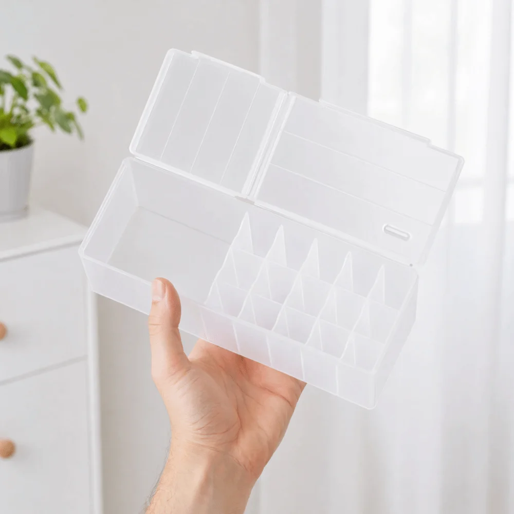 Organisateur de câbles transparent à 16 compartiments avec couvercle, boîte de rangement de câbles de bureau durable et anti-poussière, boîte de collecte de câbles et de piles