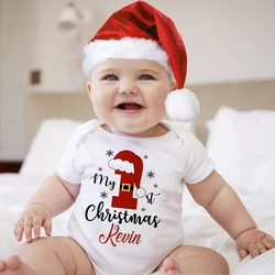 My First Christmas Baby Bodysuit Personalised Newborn Romper Custom Name Infant Baptism Short Sleeve Clothes Xmas Party Outfits