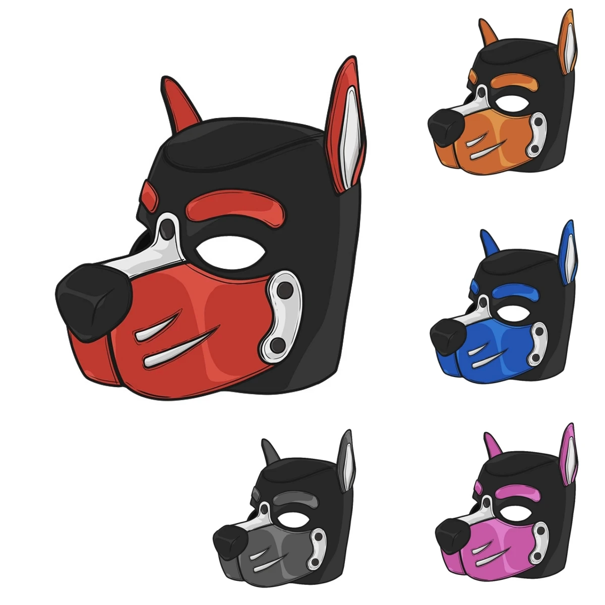 Unisex Fashion Sexy Costumes Hood Latex Dog Headgear Halloween Puppy Play Party Couples Games Full Face Fetish Men Dog Masks New