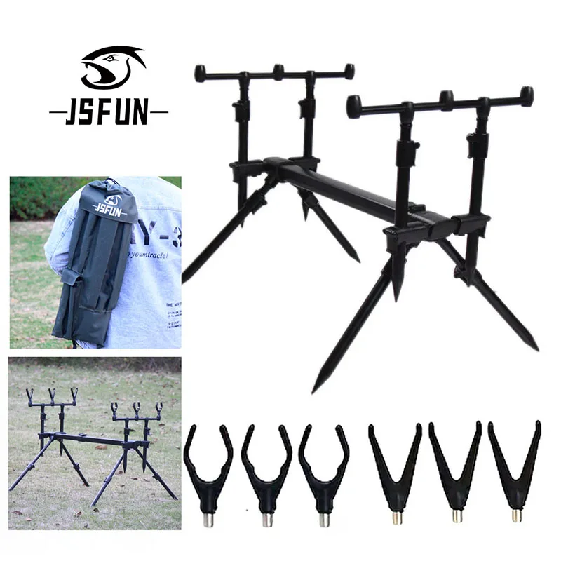 JSFUN Adjustable Retractable Carp Fishing Rod Pod Stand Holder Fishing Pole Pod Stand For Outdoor Fishing Accessories