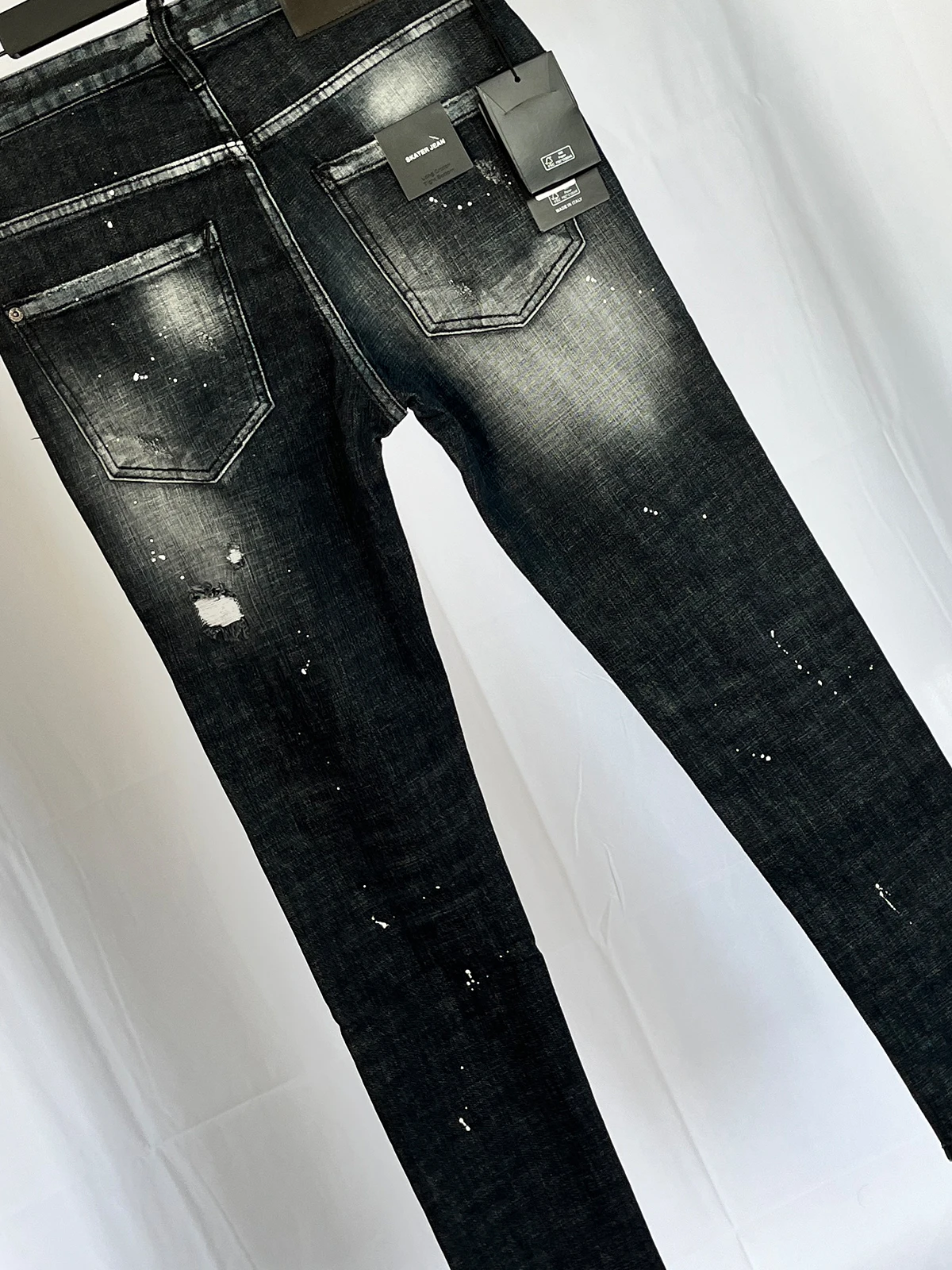 2024 Primavera e l'Estate Nuovo D2 Jeans da Uomo Alla Moda da Uomo Lavato Stampato Vernice Splash Ink Moda Casual Piccolo Dritto Nero