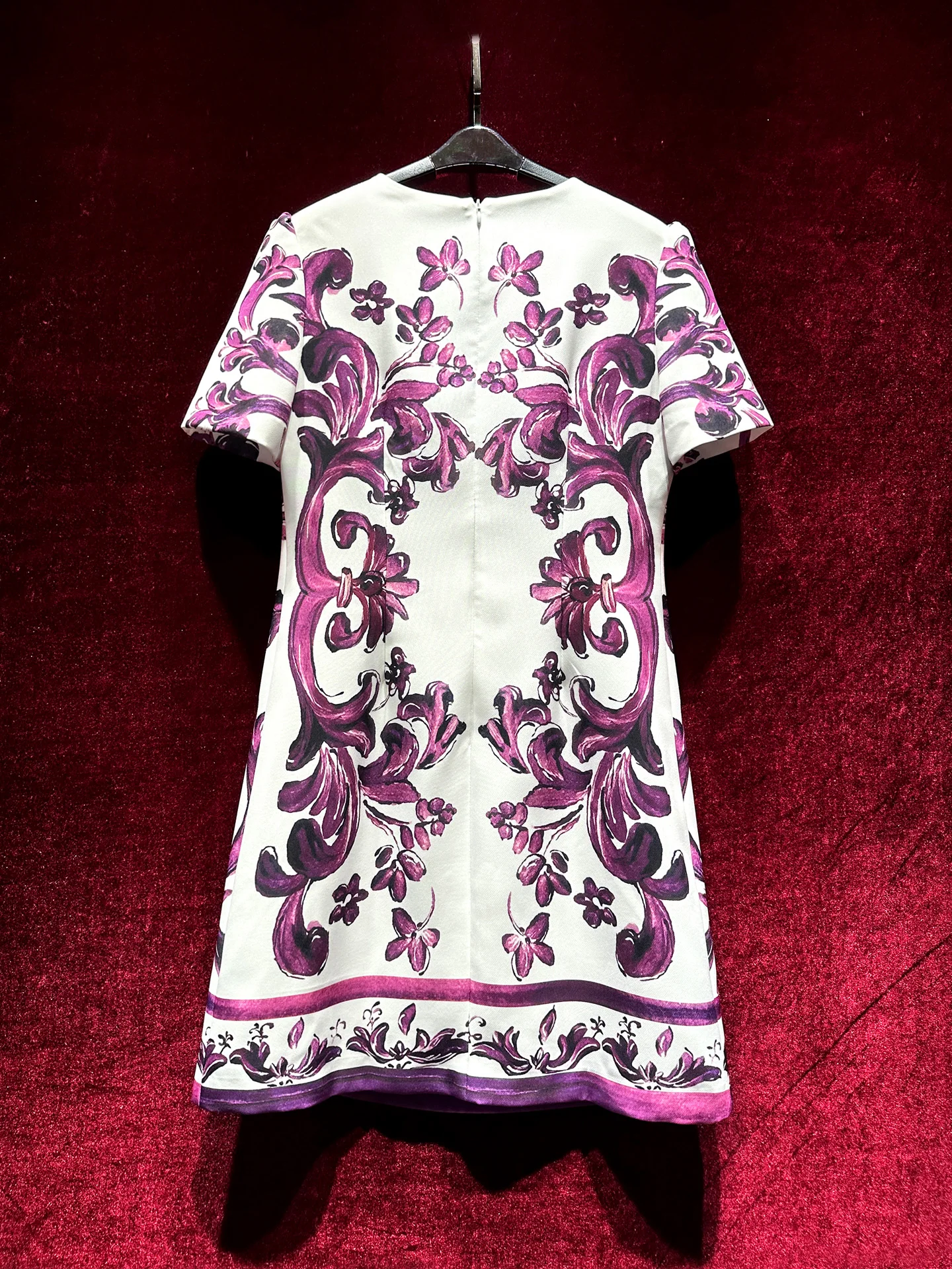 Vintage flores impressão vestidos femininos luxo diamantes elegante vestido de manga curta em torno do pescoço elegante senhora mini vestidos a linha