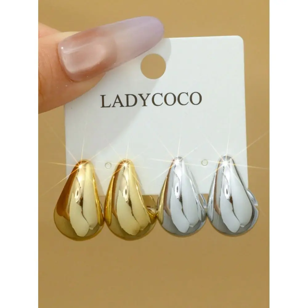 

2 Pairs Elegant Teardrop Earrings, Suitable For Womens Daily Wear, Dating, Party And Everyday Matching