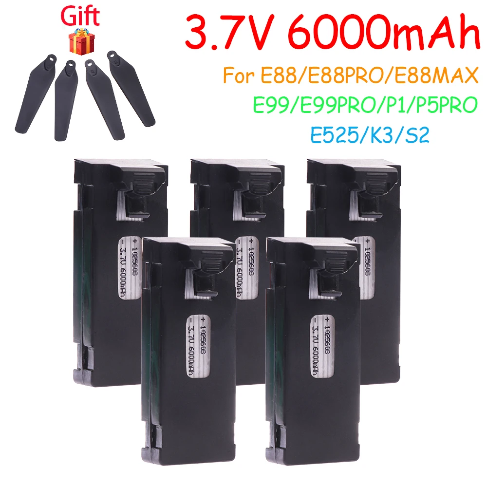 E88 3.7V 6000Mah RC Drone Battery Accessory For E88PRO E99 P1 K3 LsE525 E525 PRO Mini Uav Drone Battery Special Battery Rc Parts