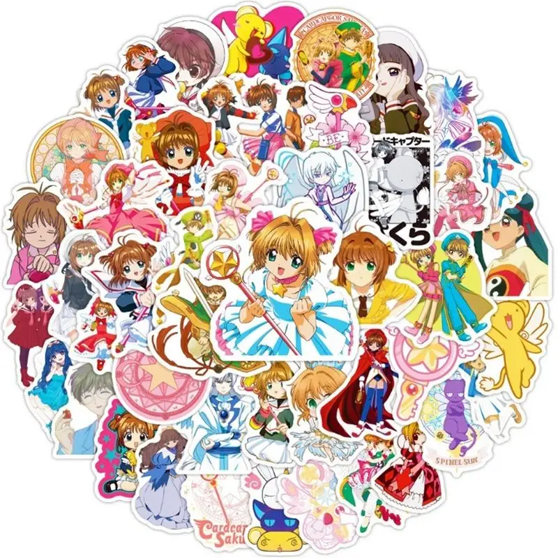 50Pcs Japanese Anime Cardcaptor Sakura Stickers Waterproof Vinyl Kawaii Stickers for Kids Teens Adult Skateboard Computer Laptop