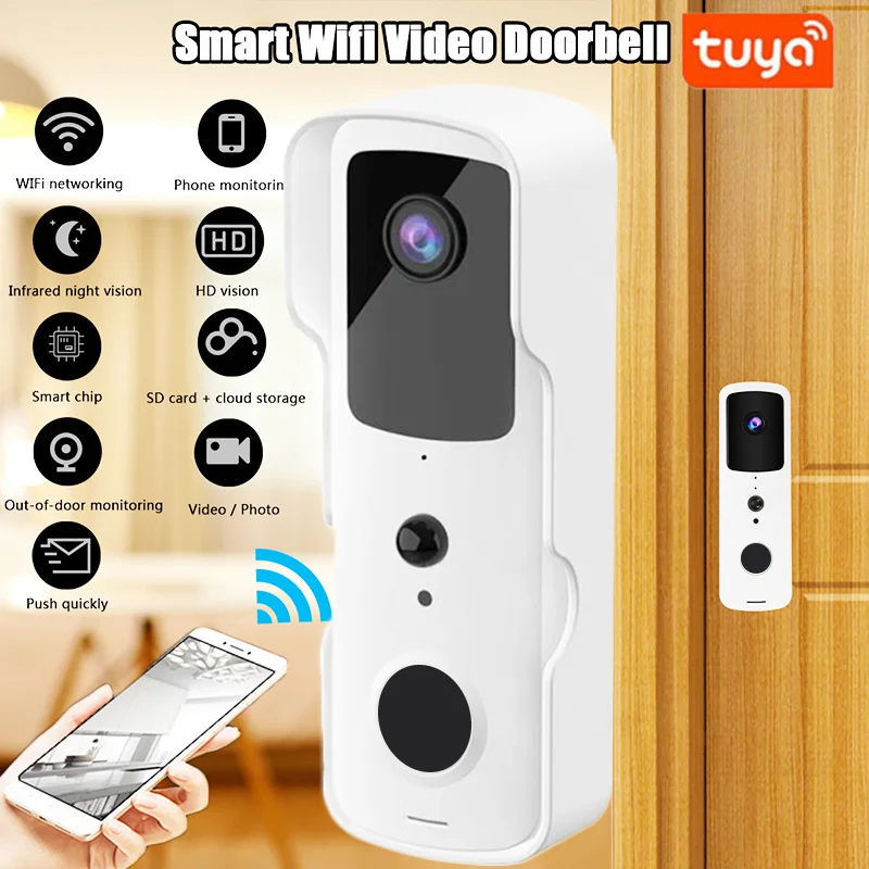 V30S Tuya WIFI Smart Video Doorbell Wireless Home Remote Video Monitoring Intercom Infrared Night Vision Million HD