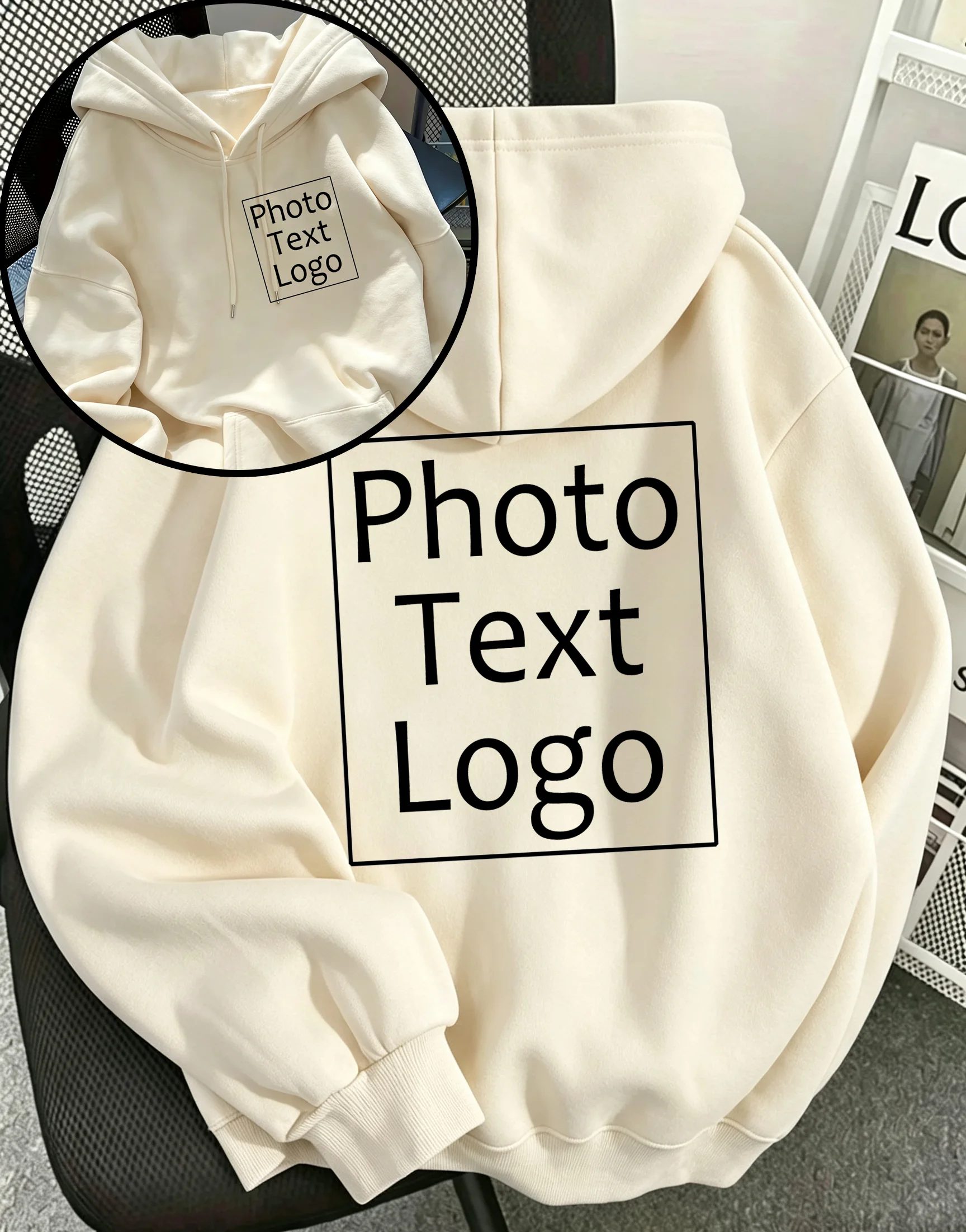 Woman Personalized Custom Design Hoodies Autumn Casual Loose Pullovers Pocket All-Match Clothing Warm Sport Fashion Streetwear