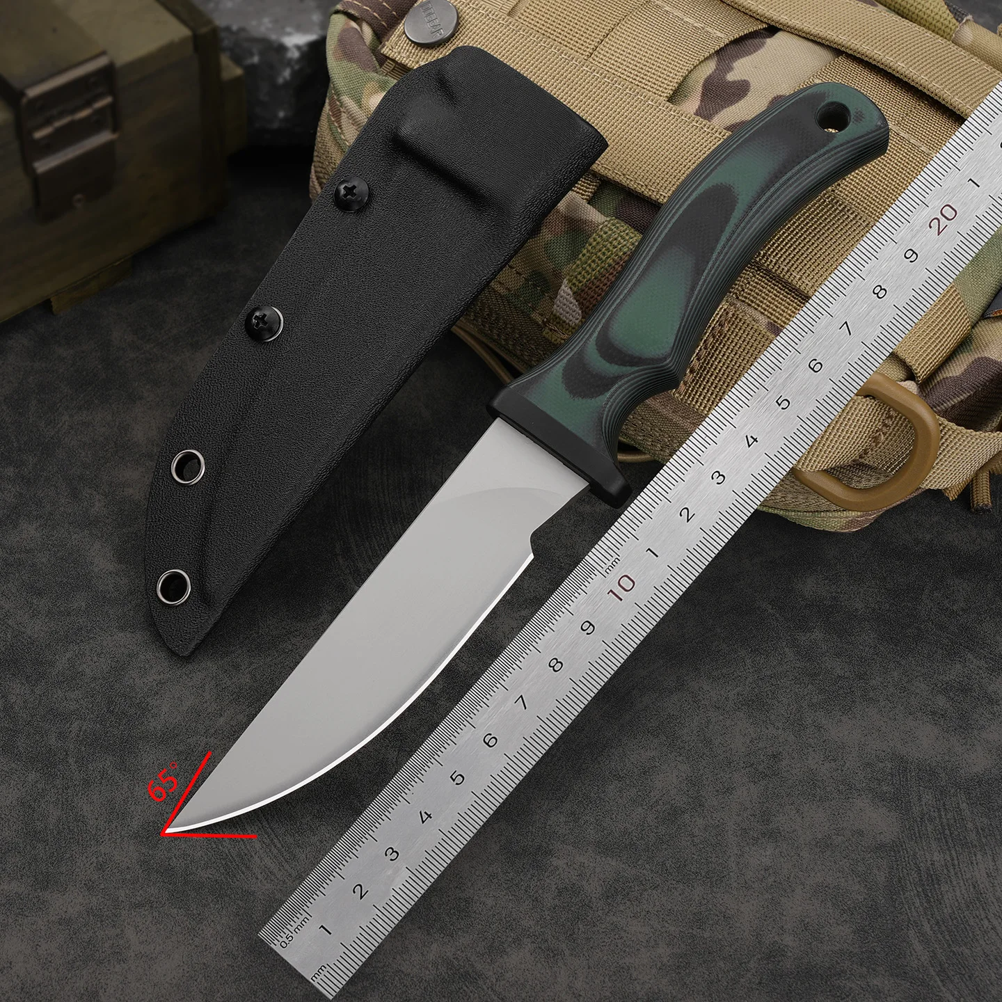 High-quality steel fixed blade, outdoor camping knife for wilderness survival, high-hardness stainless steel thickened one-piece
