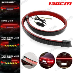 Flexible car tail light LED strip kit with rear cover, red brake stop turn signal running light waterproof DC12V.