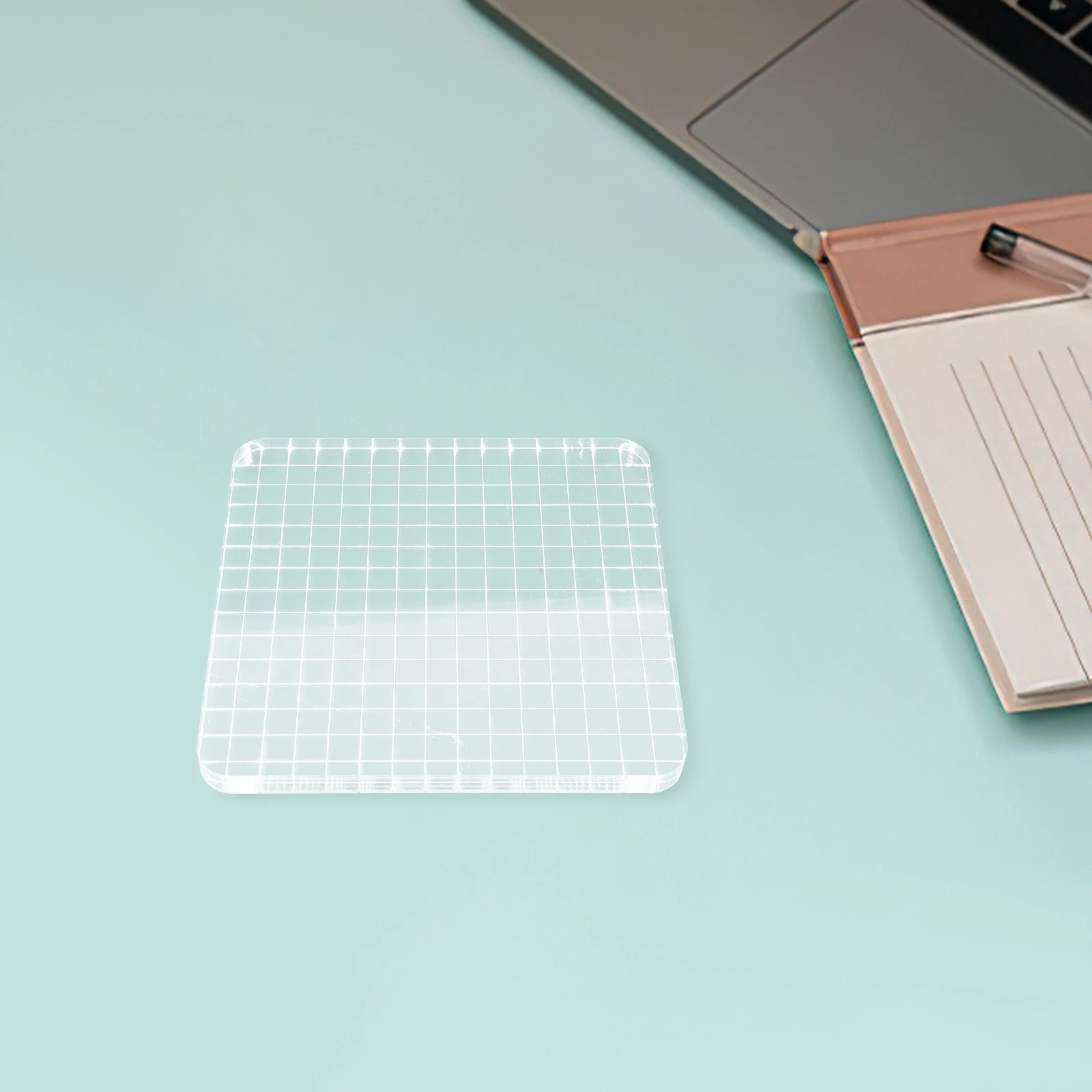 

Clear Acrylic Stamp Block Transparent Seal Tool Durable Sturdy Smooth Handle Visible Position Clean Impression Card Notebook