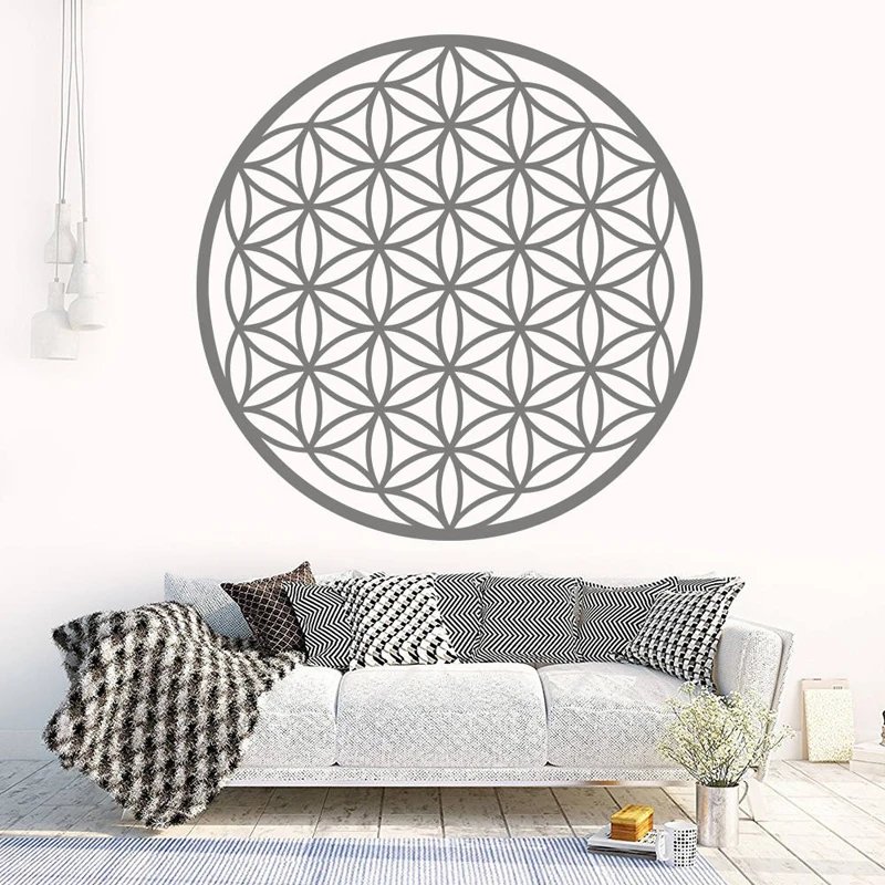 Kwiat życia Boho naklejki, Vinyl Mandala naklejki nasion życia dekoracje ścienne wzór geometryczny Mandala Deco nowoczesne MT27