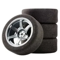 1/10 Scale Sponge Tires and Wheel Rims with 3mm Offset and 12mm Hex fit RC HSP HPI On-Road Racing Car Model Toys Accessory