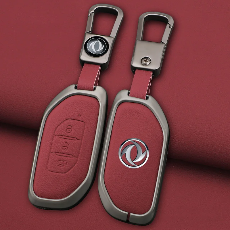

For Dongfeng Forthing Fengxing T5 EVO 2021 Zinc Alloy Leather Car Key Case Cover Holder Shell Keychain Fob Protector Accessories