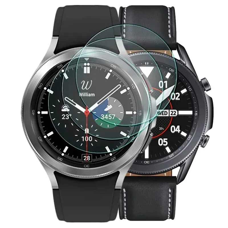 3er-Pack gehärtetes Glas für Samsung Galaxy Watch 3 45 mm 41 mm Galaxy Watch 4 klassischer Displayschutz, kratzfest, blasenfrei