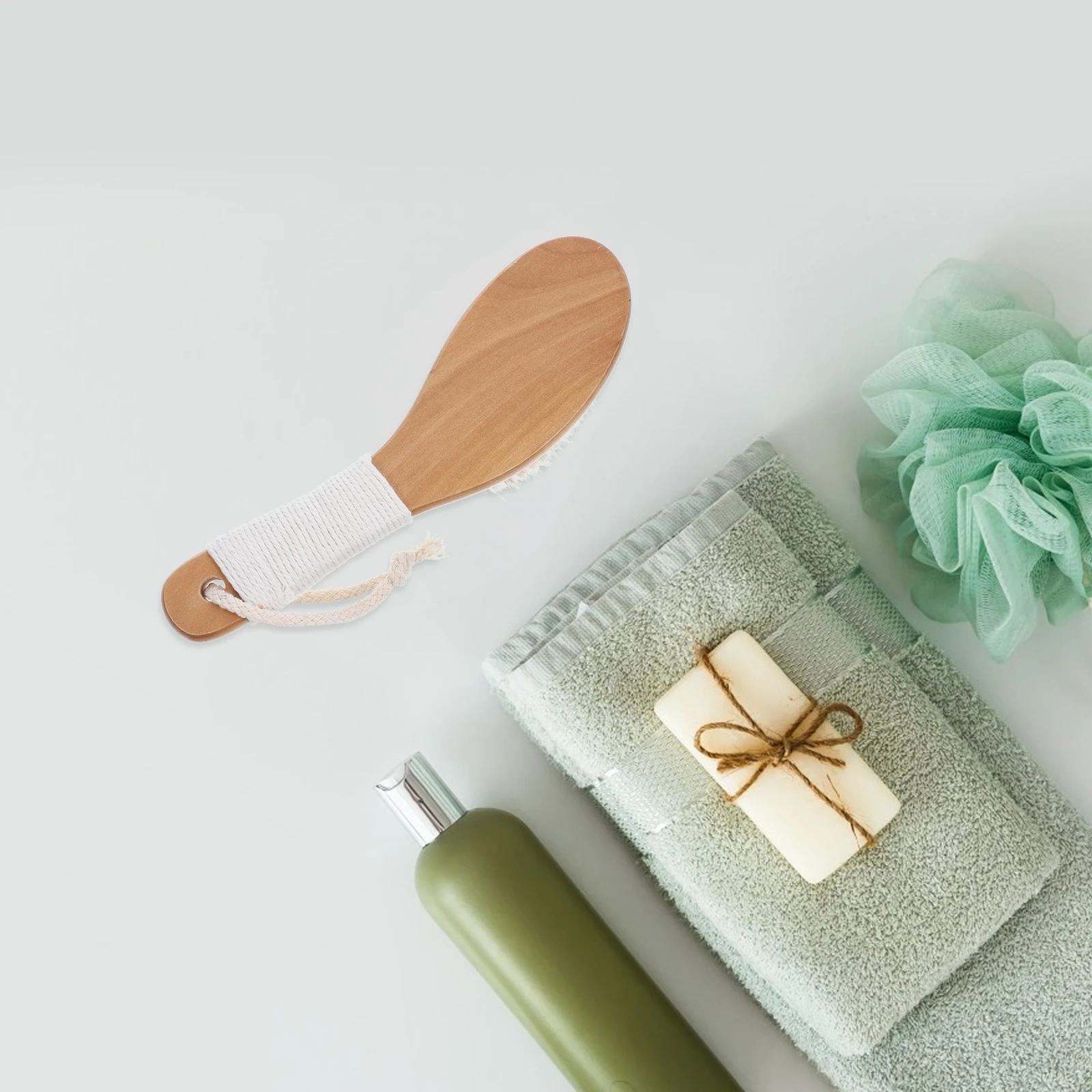 

Body Bathing Brush Horsehair Wood ABS Material Back Scrubber Ergonomic Handle Exfoliating Shower Brush Wet Dry Use Versatile