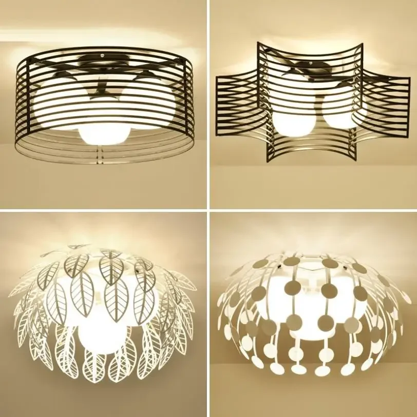 

EJRH Simple modern led ceiling creative master bedroom lamp warm dining room iron children's room lamp