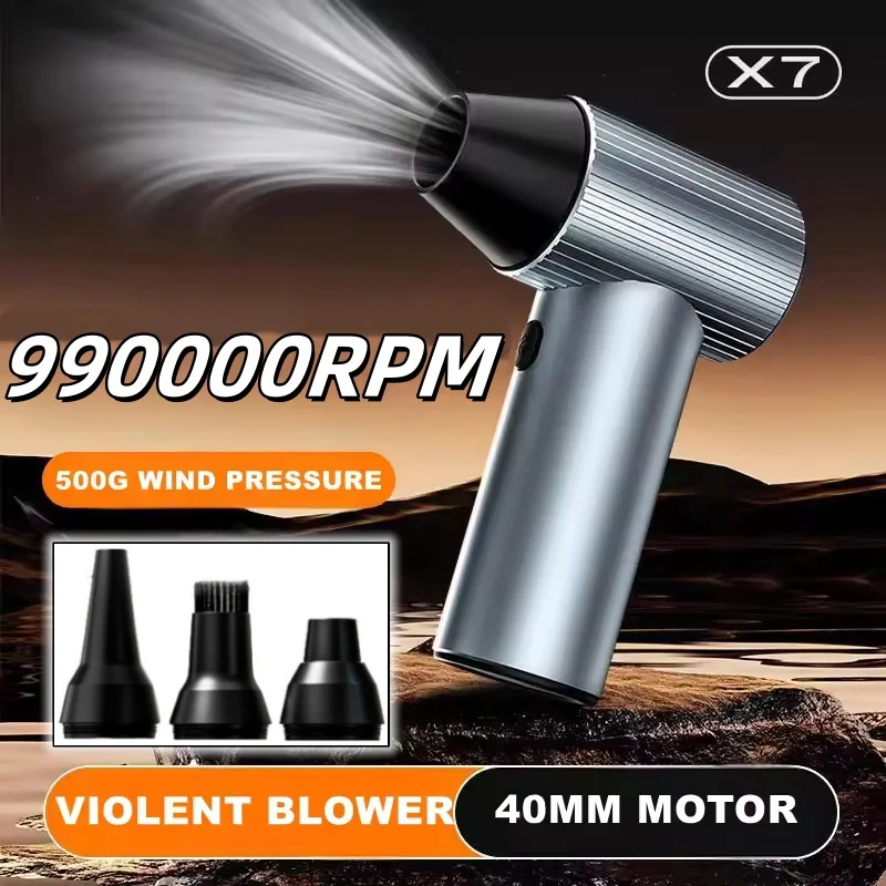 

X7 Violent Blower 500g Wind Pressure Brushless Motor 40mm Turbo Jet Fan With 3 Nozzles Dust Blowing Keyboard Cleaning Air Blower