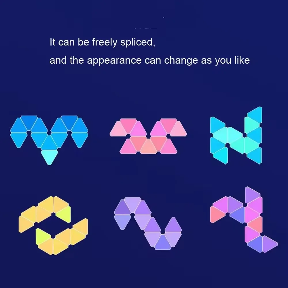 التطبيق الذكي واي فاي RGB رقيقة الكم مصباح USB 5 فولت الموسيقى مزامنة LED ضوء الليل لعبة غرفة الحفلات ديكور جو مثلث أضواء الجدار #5