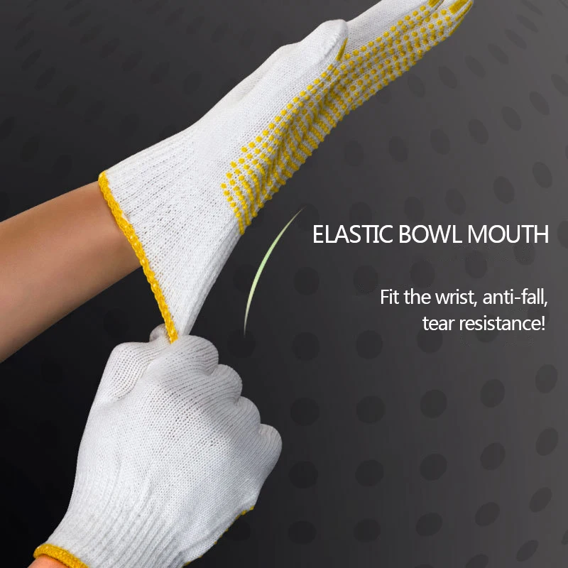 Protective gloves Adhesive, plastic and non-slip gloves Cotton spun pvc dot bead gloves thickened wear resistant and non-slip