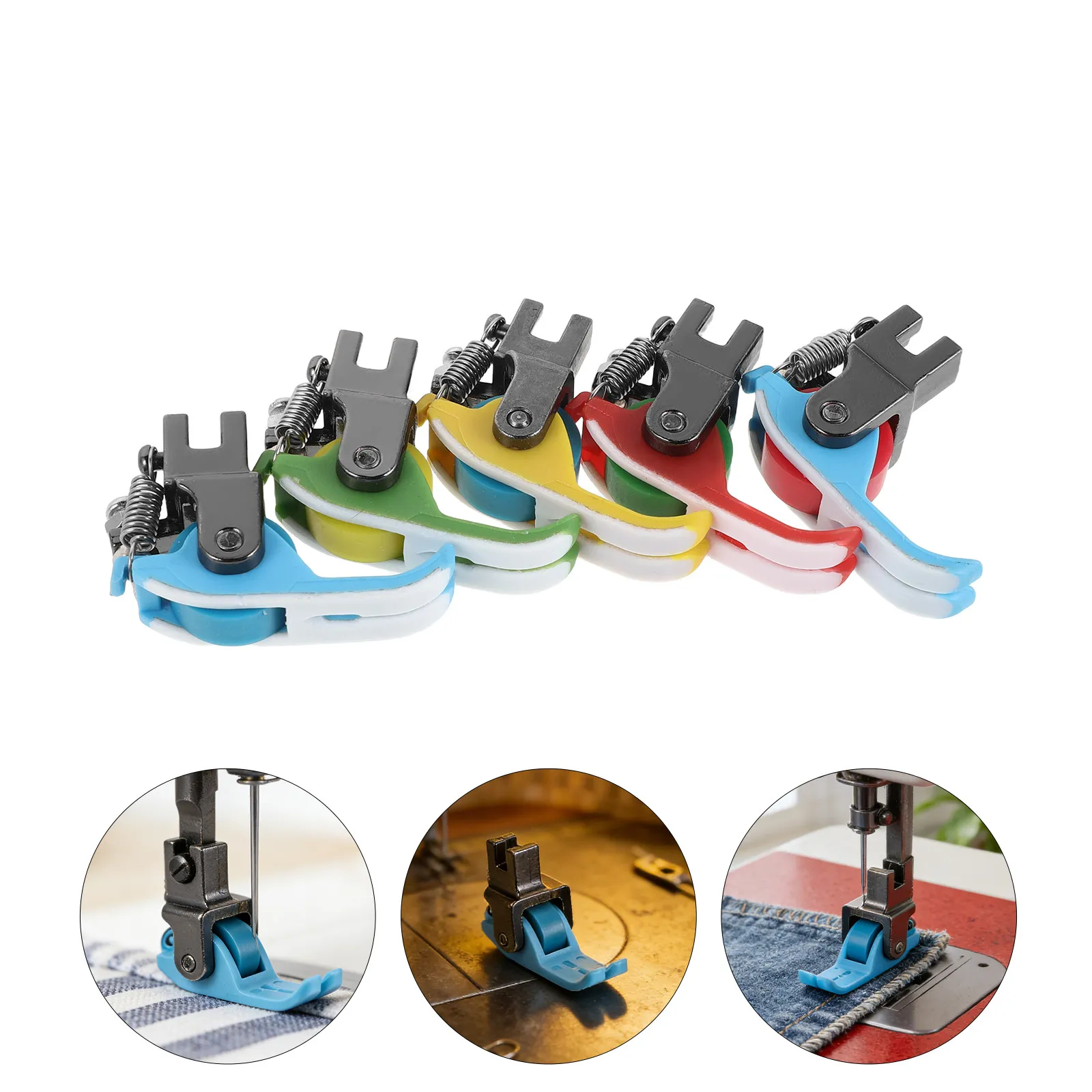 

5Pcs Ptfe Non-Stick Rolling Presser Foot for Rolled Hem Straight Stitching Narrow Seam Precision Sewing Industrial Home Machine