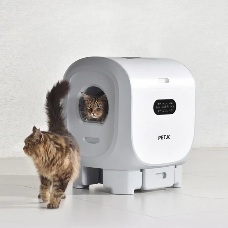 Automatic Smart Cat Toilet Scooper Electric Semi-Enclosed Sandbox Cat Bedpans Oversized Shoveling Cleaning Machine Pet Supplies