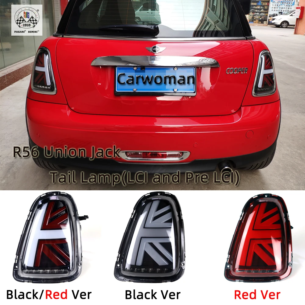 Brand New ABS Material Black Union Jack Style LED Tail Light Replacement part for mini cooper R56 R57 R58 R59  (2 Pcs/Set)