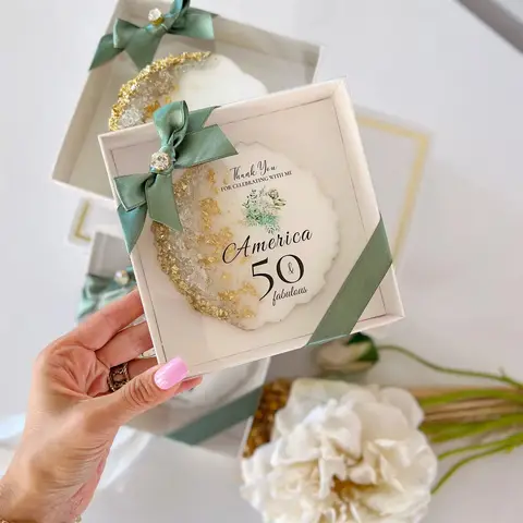 Pink Gold Luxury Coaster Party Favors, 30th, 40th, 50th, 80th, 90th, 100th Birthday Party Favor, Personalized Coasters, Annivers