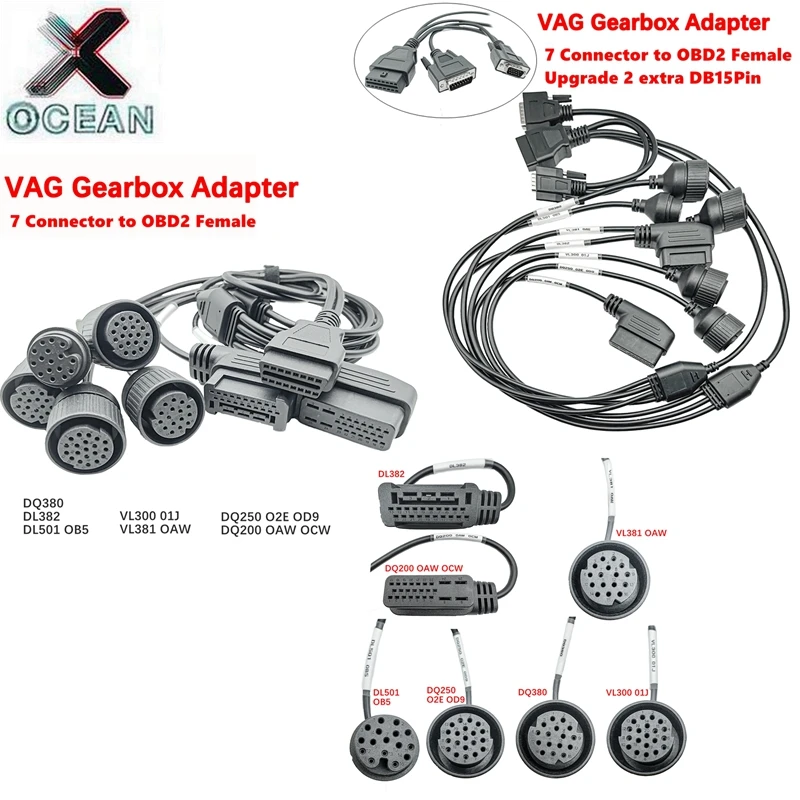 For VAG Gearbox Adapter Gearbox Test Cable 12v DC Data Cable for VAG DQ250 DQ200 DQ380 DL382 DL501 VL300 VL381 Upgrade ﻿