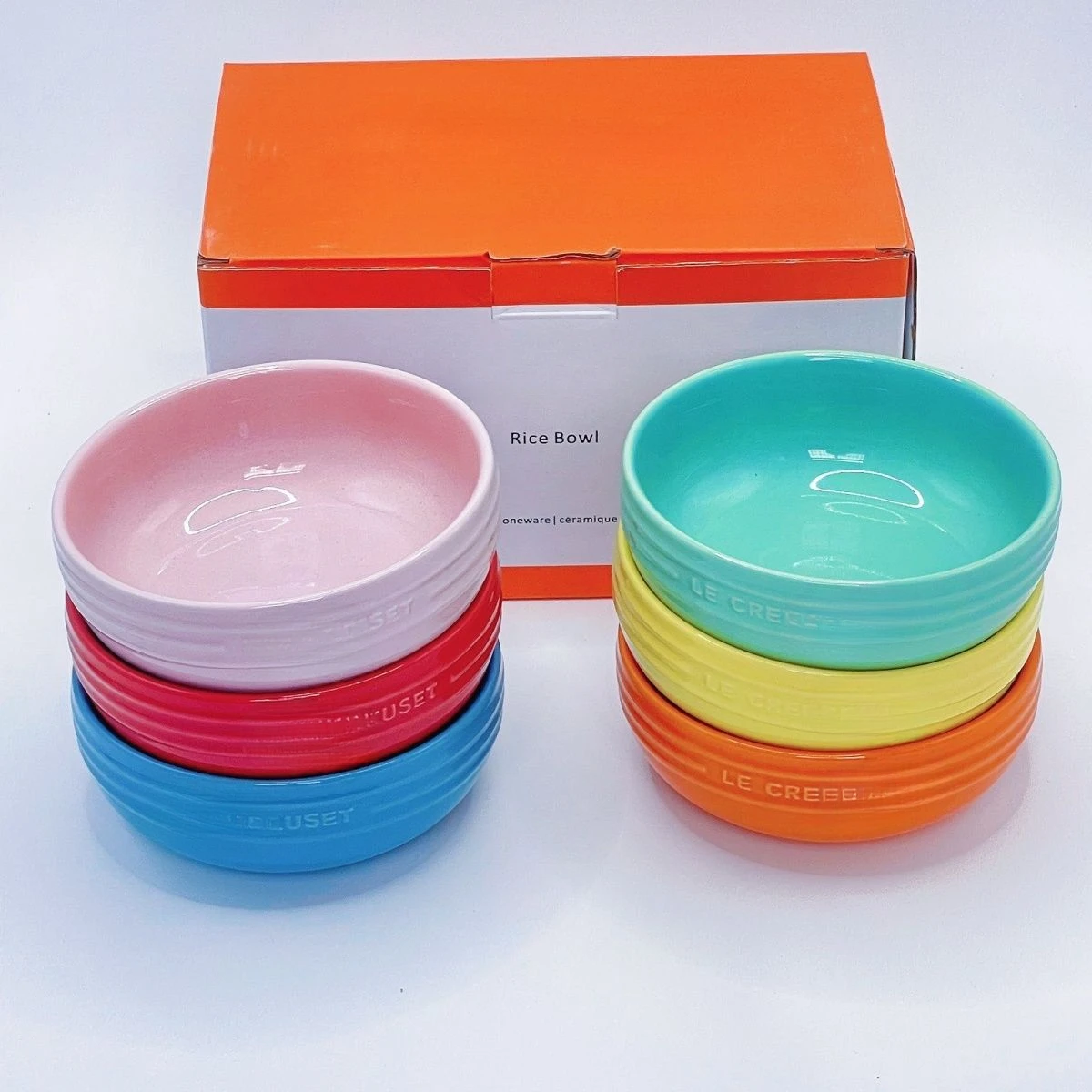 French Rainbow Tableware Noodles Soup Bowl 13 × 5cm Light Rainbow Color Stoneware Rice Ceramic Soup Bowl Tableware