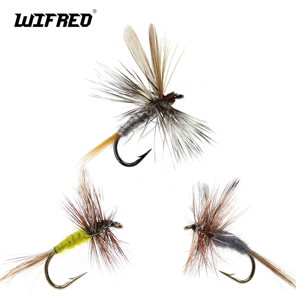 Wifreo 10PCS # 10 # 12 # 14 # 16 Brązowo-szary Body Adams Fly Trout Fishing Dry Flies Fly Fishing Bait Fly Caddis Midge Adult Mayfly