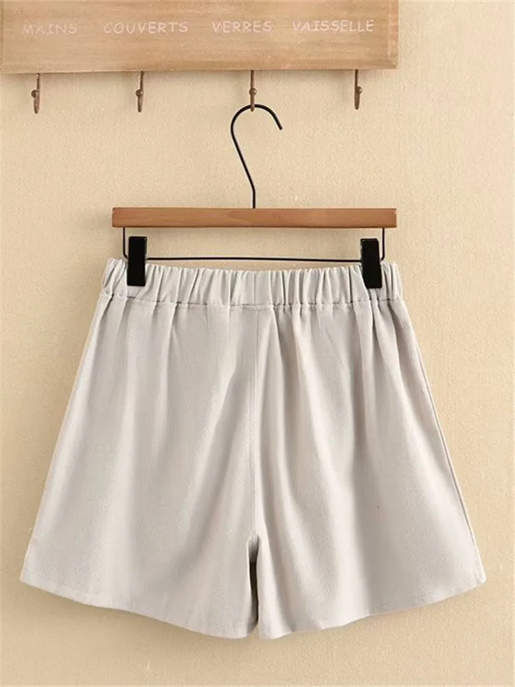 Plus Size Women's Clothing Summer Elasticated Waist Shorts Loose-Fitting Trouser Legs Of The Leg Thin Non-Stretch Solid Shorts