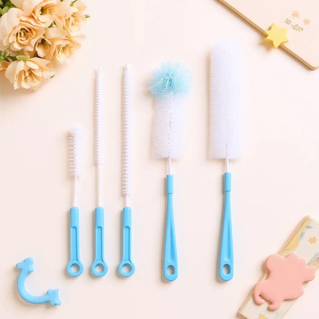 5Pcs Baby Bottle Brush Set – Multipurpose Cleaning Brushes for Milk Bottles, Straws & Water Bottles