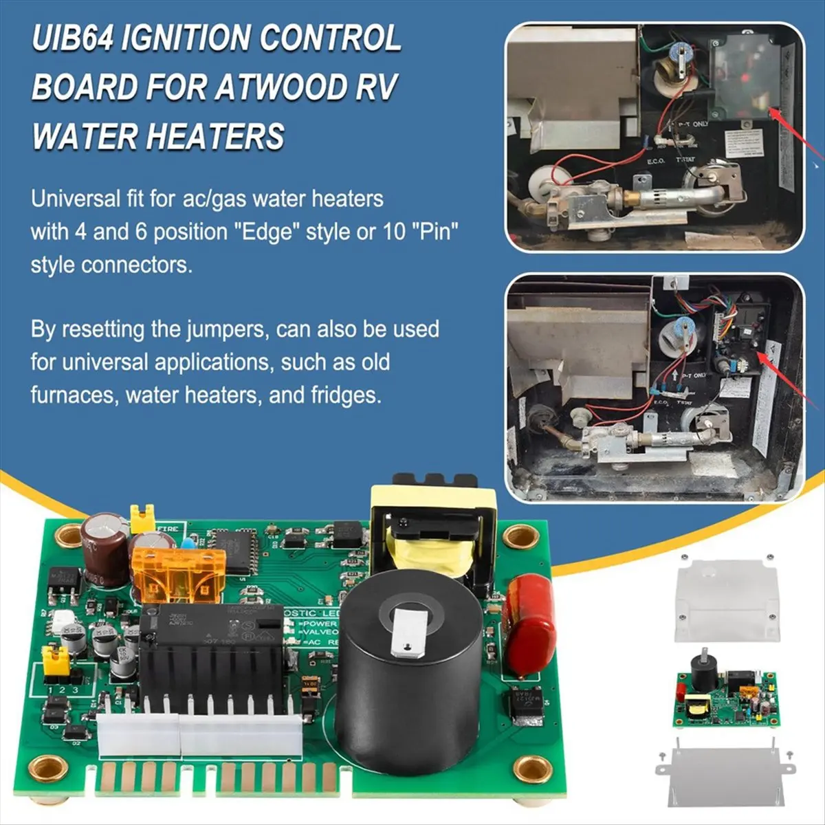 UIB64 Ignition Control Circuit Board for Atwood RV with 4 & 6 Position Edge Style / 10 Pin Connector