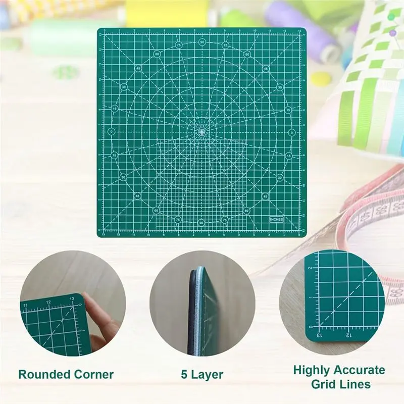 ABUN Self Healing Rotating Cutting Mat 360 Degree Non-Slip for Quilting Sewing Crafts with Grid Lines