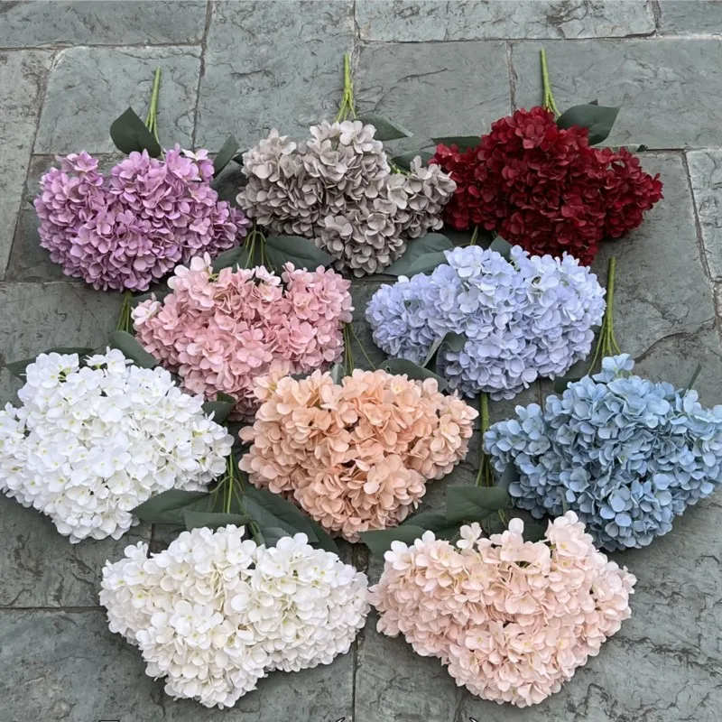 5-köpfe Hortensienstrauß aus Seide, künstliche Blumen für Party, Hochzeit, Wohnzimmer, Dekoration, Zubehör, Heimdekoration, künstliche Blumen