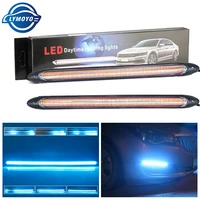 2 uds 12/24V drl tira de luces LED de señal de giro de coche luces de circulación diurna tira de luz intermitente luz de señal de coche accesorios universales para coche