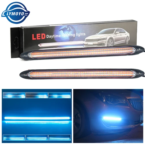 2 uds 12/24V drl tira de luces LED de señal de giro de coche luces de circulación diurna tira de luz intermitente luz de señal de coche accesorios universales para coche