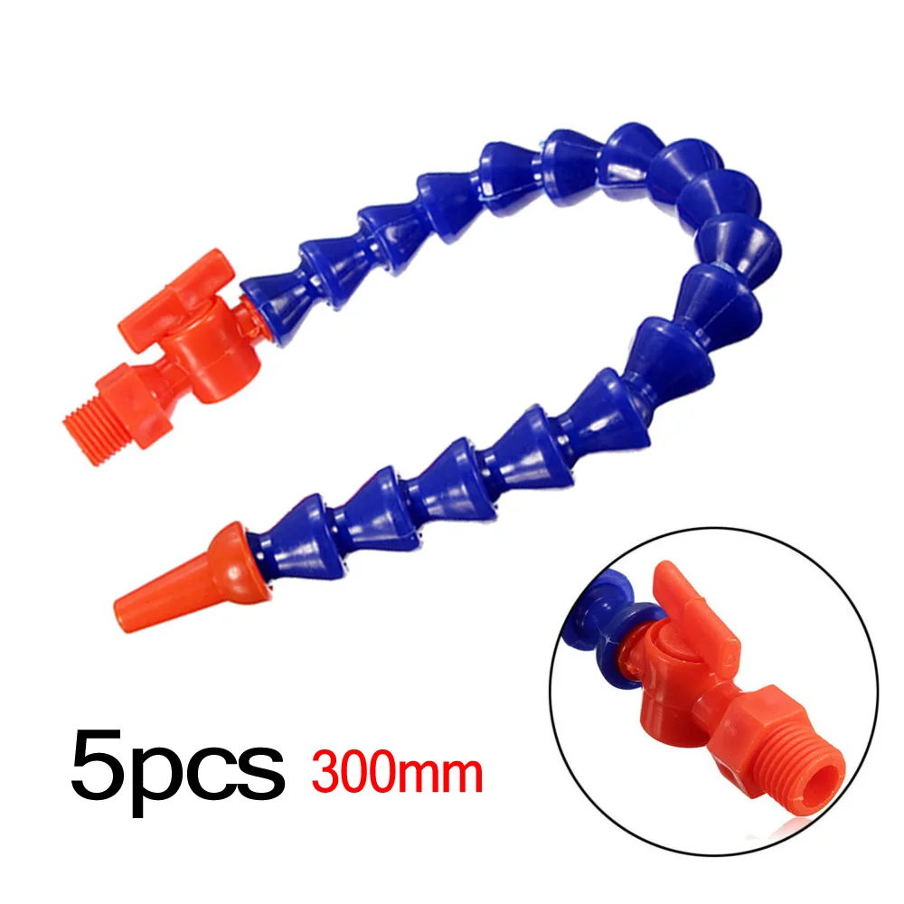 Non conductive 300mm Nozzle Flexible Plastic Water Oil Coolant Pipe Hose with On Off Valve for Water Cooling Systems