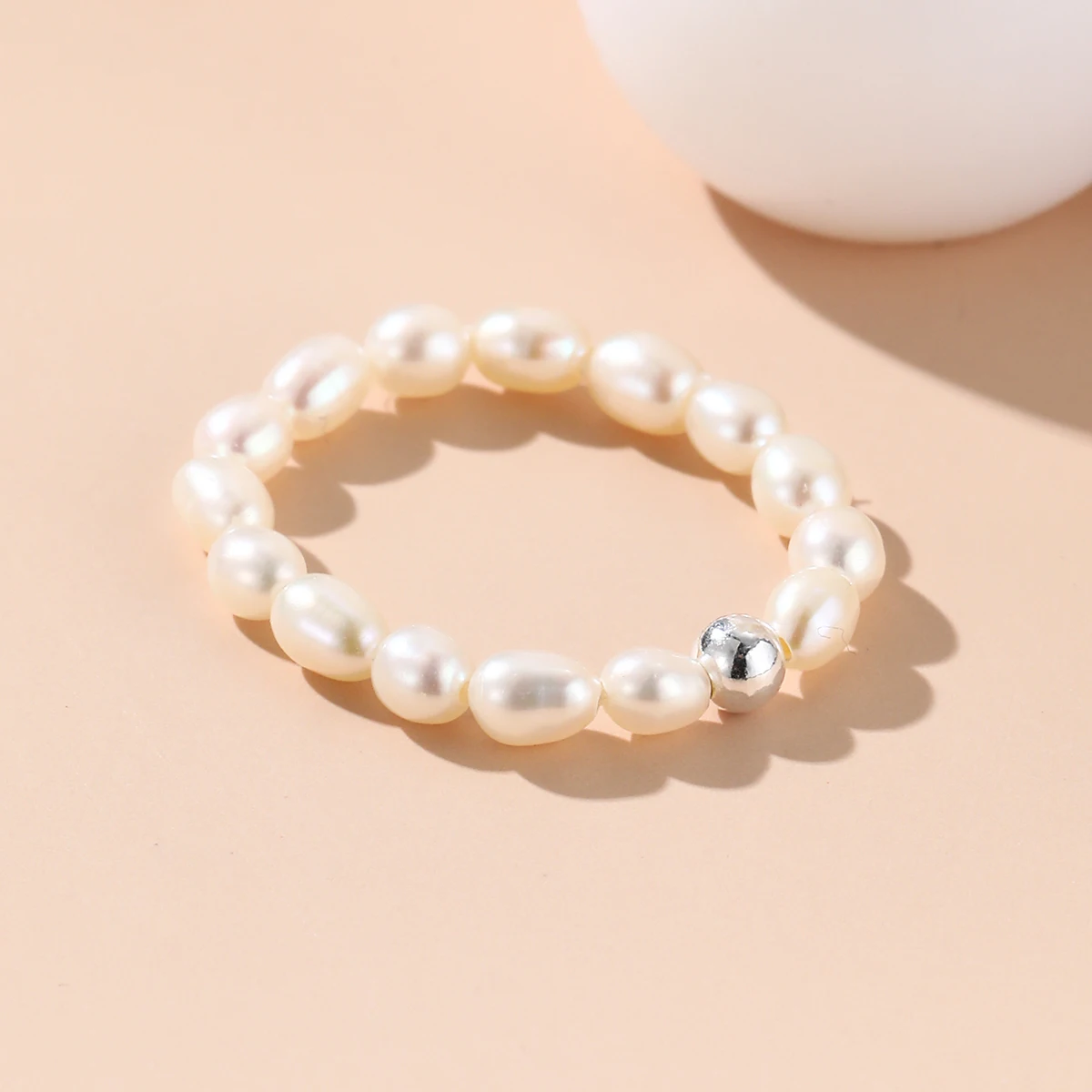 Natural Freshwater Pearls  Elastic Ring Small Rice Shape Beads 3-4mm Simple Versatile for Women Fine Bridal Jewelry Hot Style