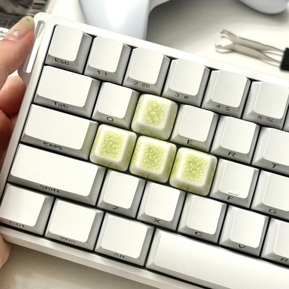 WASD Ceramic Keycap Directional Key R4/R3/R2 4keys 1U Cherry Profile Ice Crack Artisan Keycaps for MX Switch Gaming Accessories