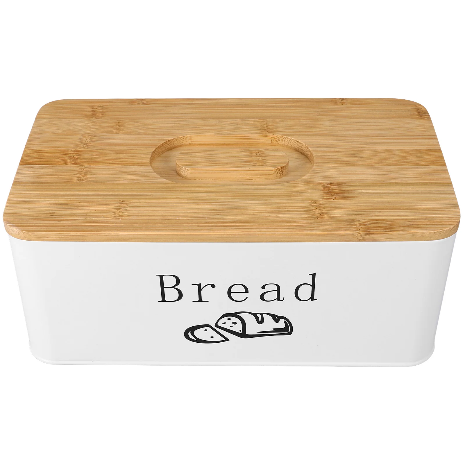 

Bread Box for Kitchen Countertop Metal Storage Case with Bamboo Cover Keeps Bread Snacks Fruits Fresh Ideal for Home Bakery Use