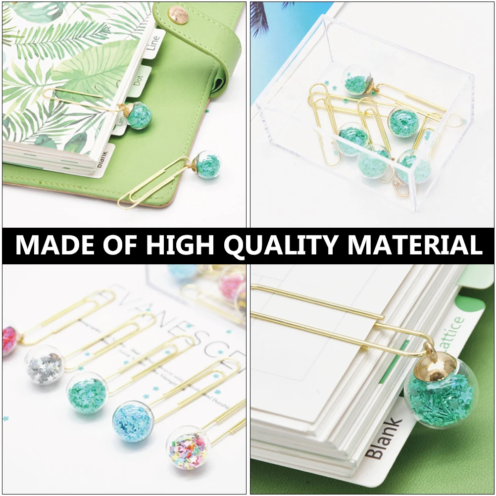 

5 Pcs Crystal Ball Bookmark Page Marker Novelty Bookmarks Note Photos Clips Paperclips School Office Supplies