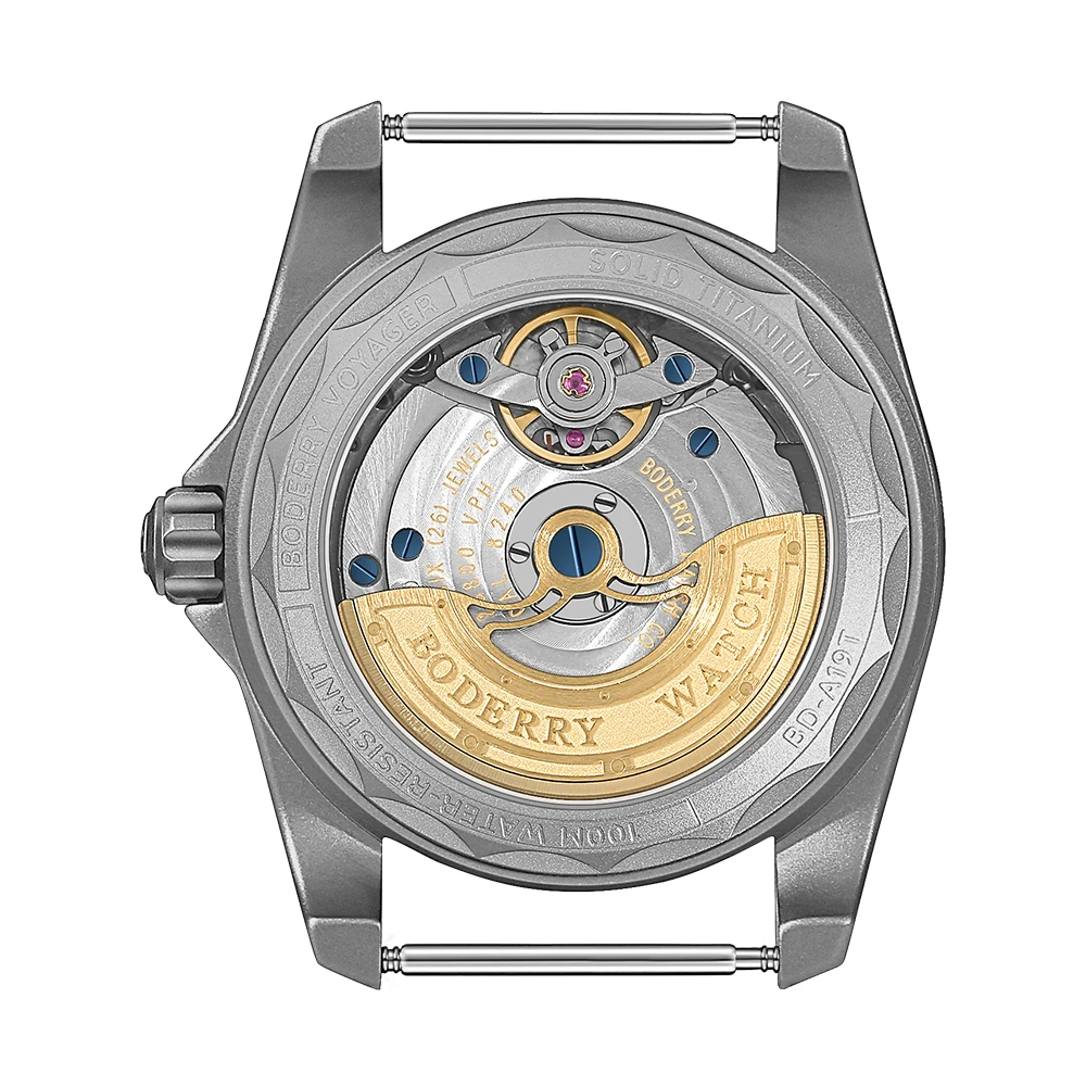 BODERRY ساعة أوتوماتيكية للرجال 40 مللي متر الطيار الميكانيكية ساعة اليد التيتانيوم 10ATM مقاوم للماء الياقوت مضيئة HZ8240 #4