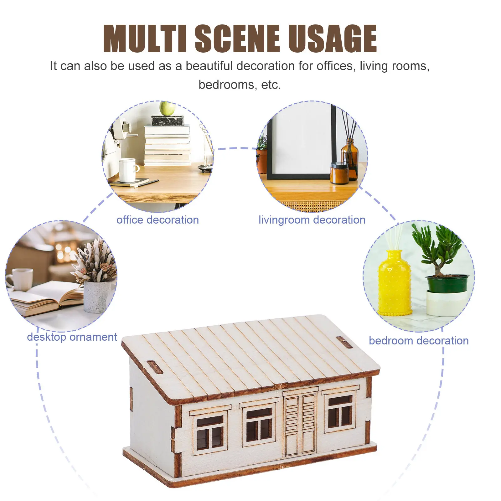 Mini House Models For Living Room Decoration Winter Decor Rustic Log Cabin Kit Unfinished Wood Painting