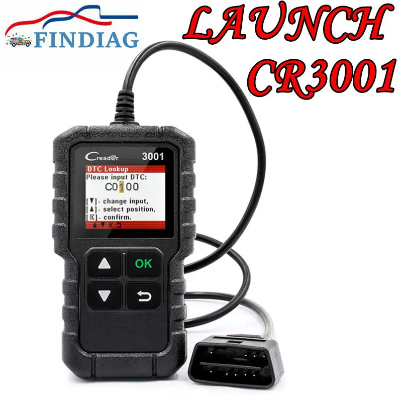 

LAUNCH X431 CR3001 Считыватель кодов OBD2 Сканер Проверка двигателя Бесплатное обновление Автомобильный профессиональный диагностический инструмент