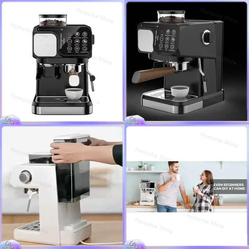 Italian Semi-Automatic Espresso 20 Bar Pressure Touch Screen Milk Frother Coffee Maker for Home Office Kitchen
