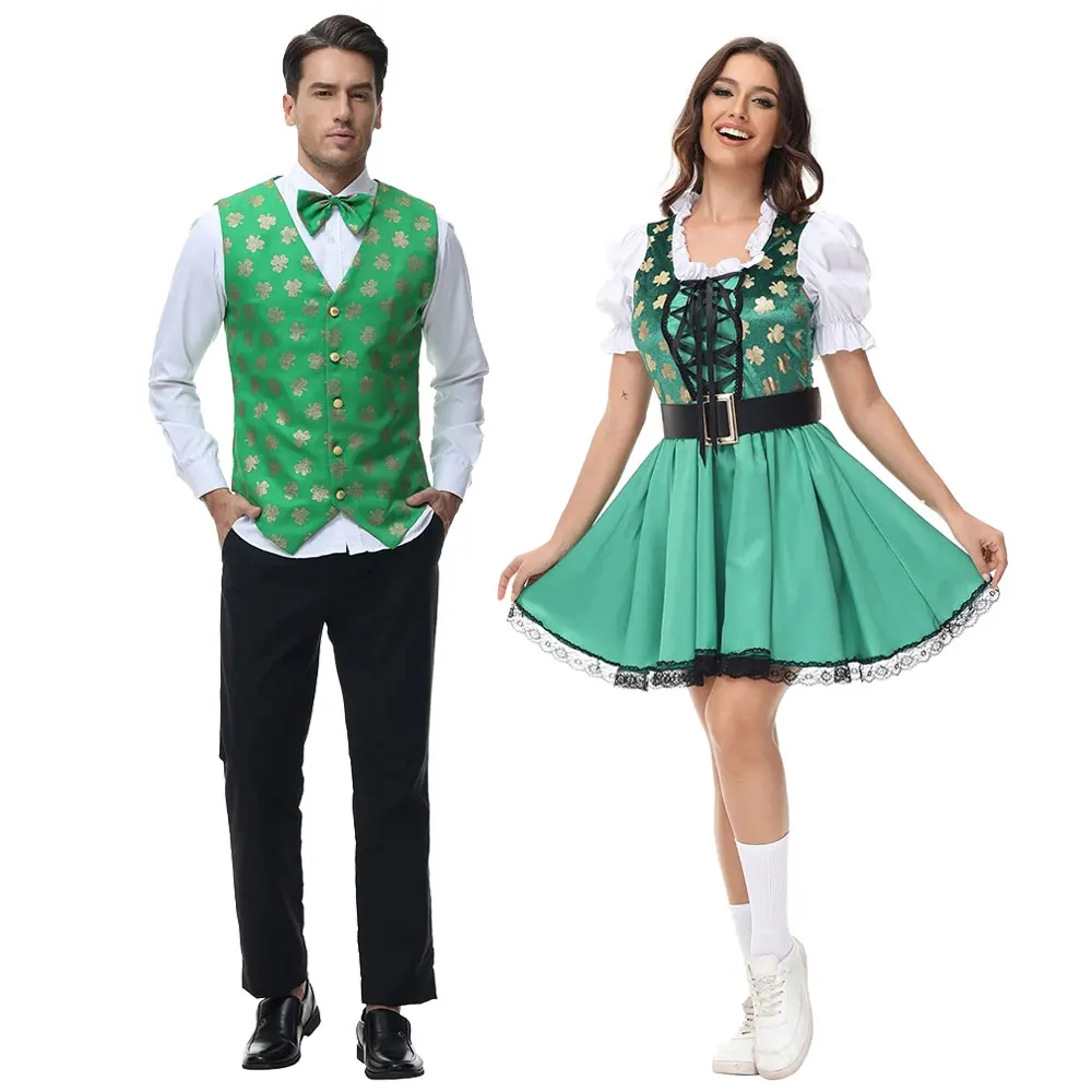 

Traditional Couples Oktoberfest Costume Parade Tavern Bartender Waitress Outfit Cosplay Oktoberfest Men's Waiter Vest Costume