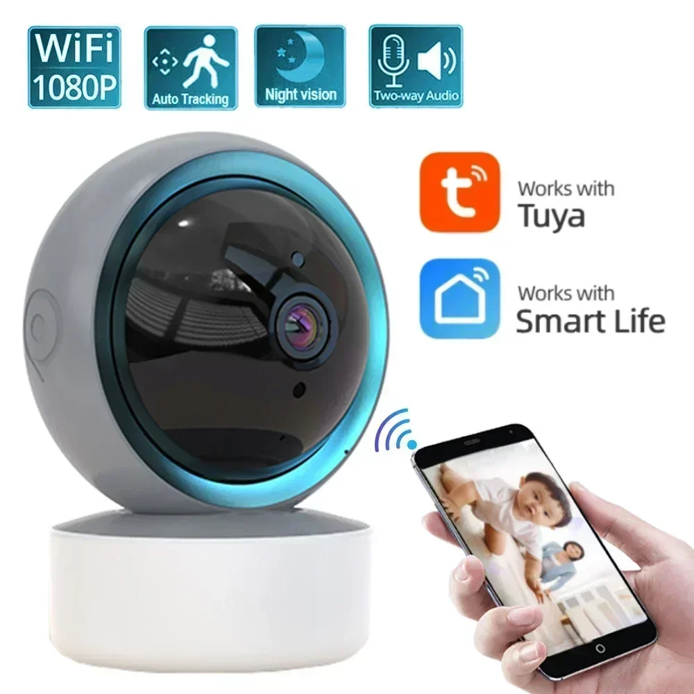 Tuya 1080p unterstützt weg audio nachtsicht tcp/ip/onvif privates protokoll wifi ip kamera baby phone 360 ° ptz bewegungs erkennung 2