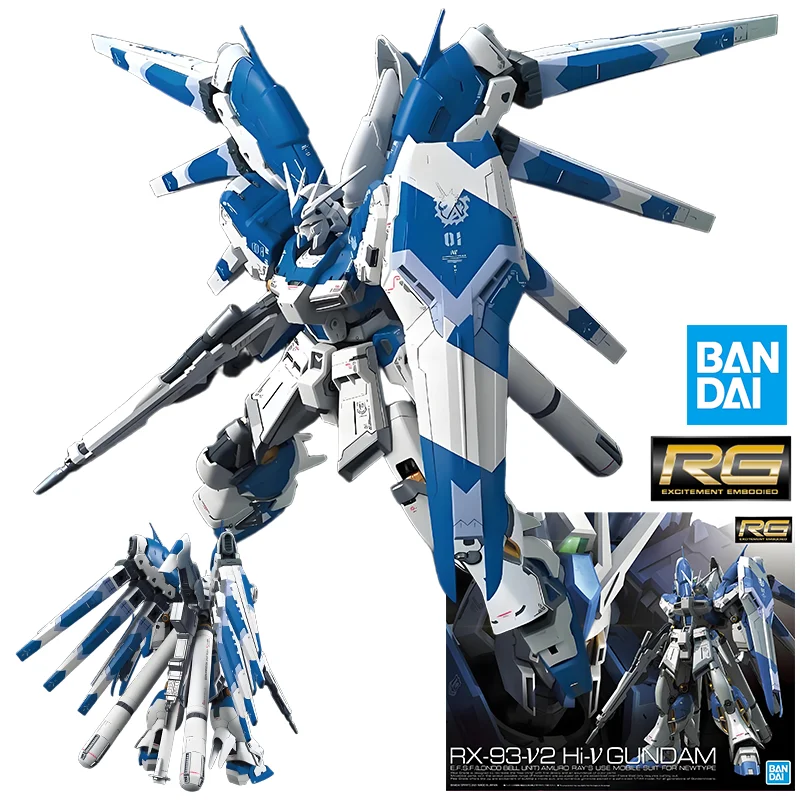 

Bandai Genuine RX-93-V2 Hi-V GUNDAM RG Anime Action Figure Robot Periphery Collectible Assembly Model Toy Ornament Gift Children